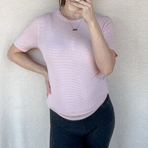 GB Girls Light Pink Striped Short Sleeve Tee